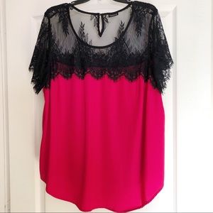 Red and black lace dressy top Torrid Sz 1